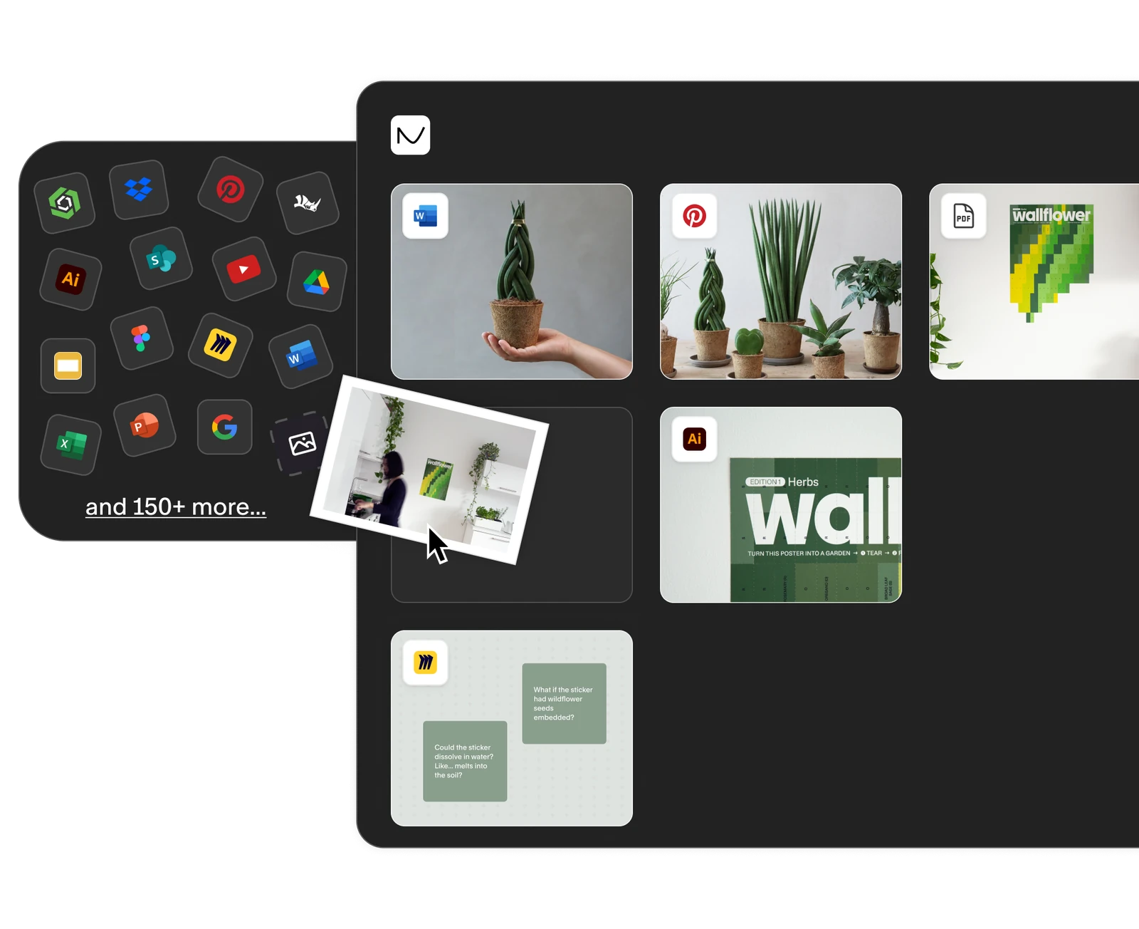 150+ connected tools and asset types feeding into a single Naya board